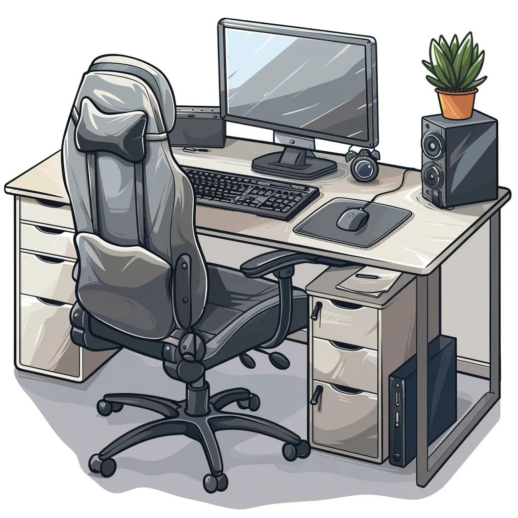 Illustration of an ergonomic workstation setup for better posture Illustration of an ergonomic workstation setup for better posture