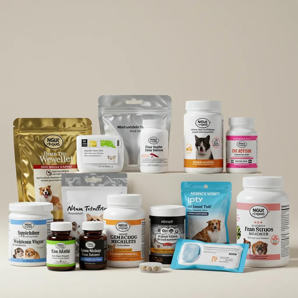A curated selection of essential pet health and wellness products, highlighting their importance for maintaining a pet's vitality and comfort