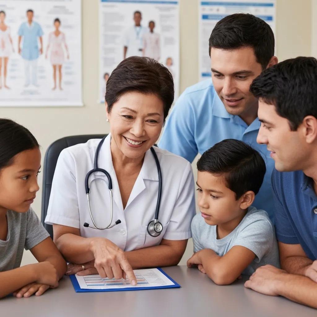 Healthcare provider explaining Medicaid options for ABA therapy to a family
