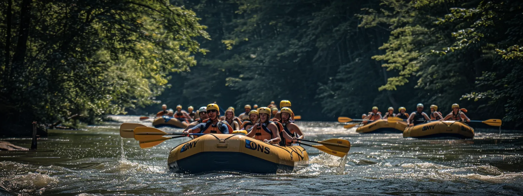 a group of rafters preparing to tackle the challenging upper ocoee's olympic course.