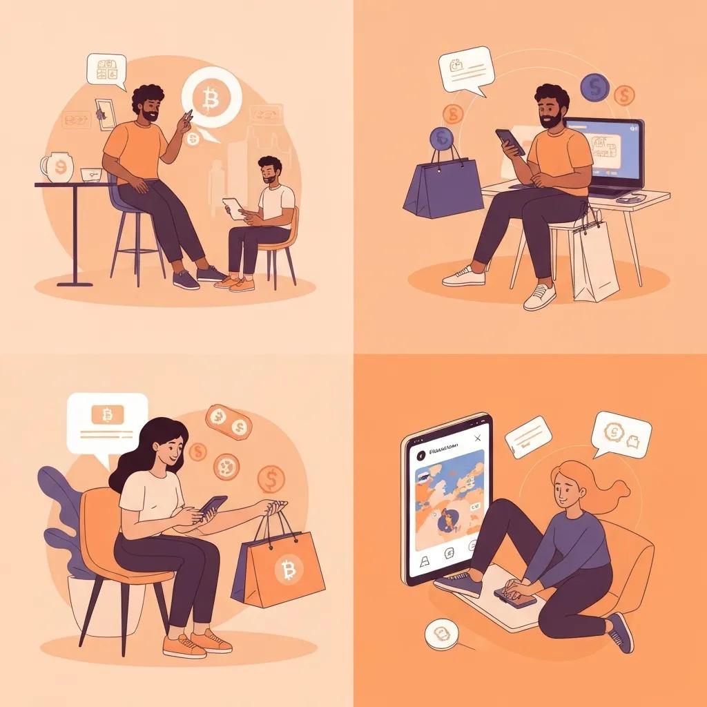 Illustration of Flashcoin use cases in remittance and commerce