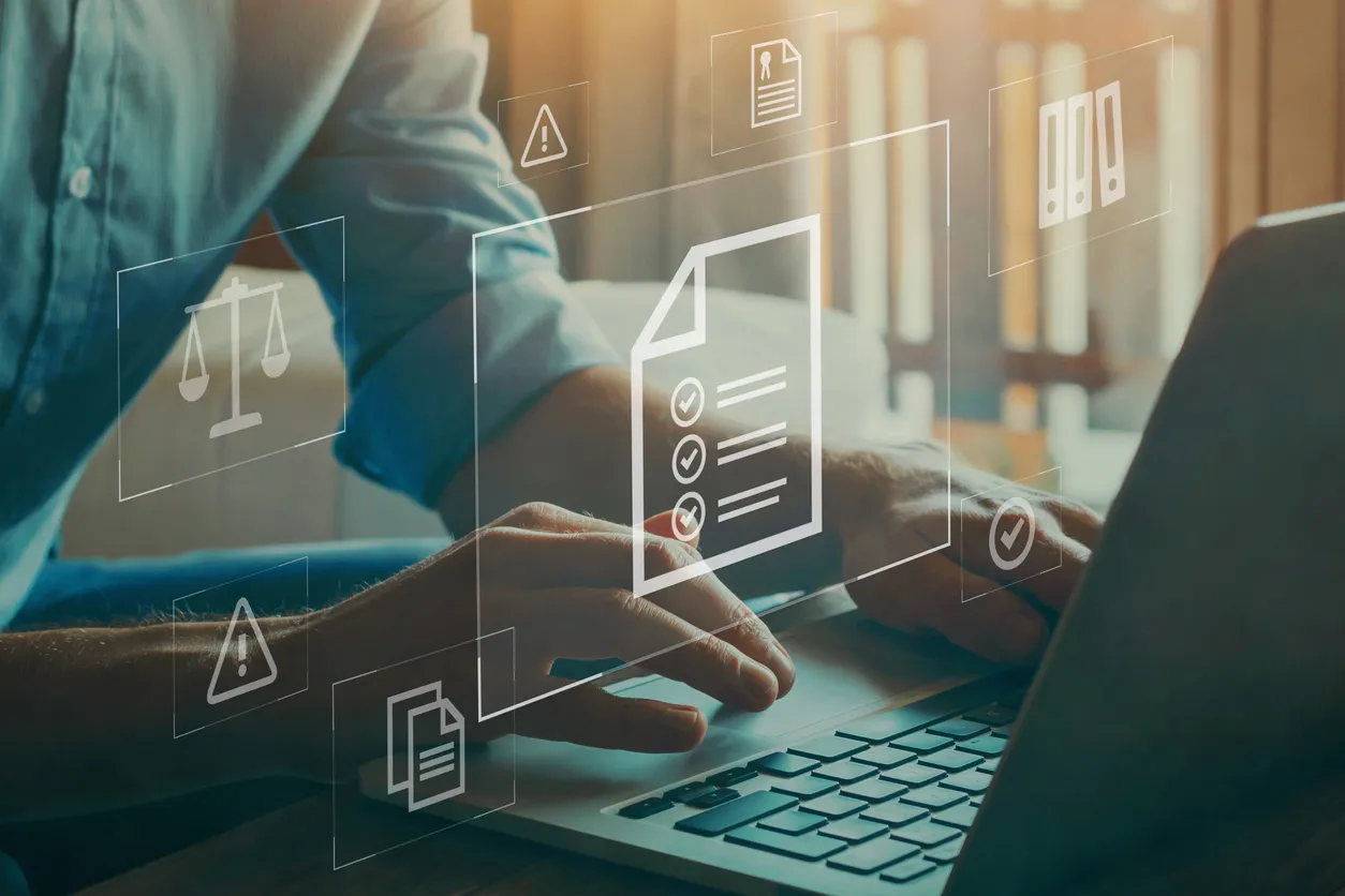 Compliance concept relating to process serving in Colchester,, rules and law regulation policy icons on virtual screen.