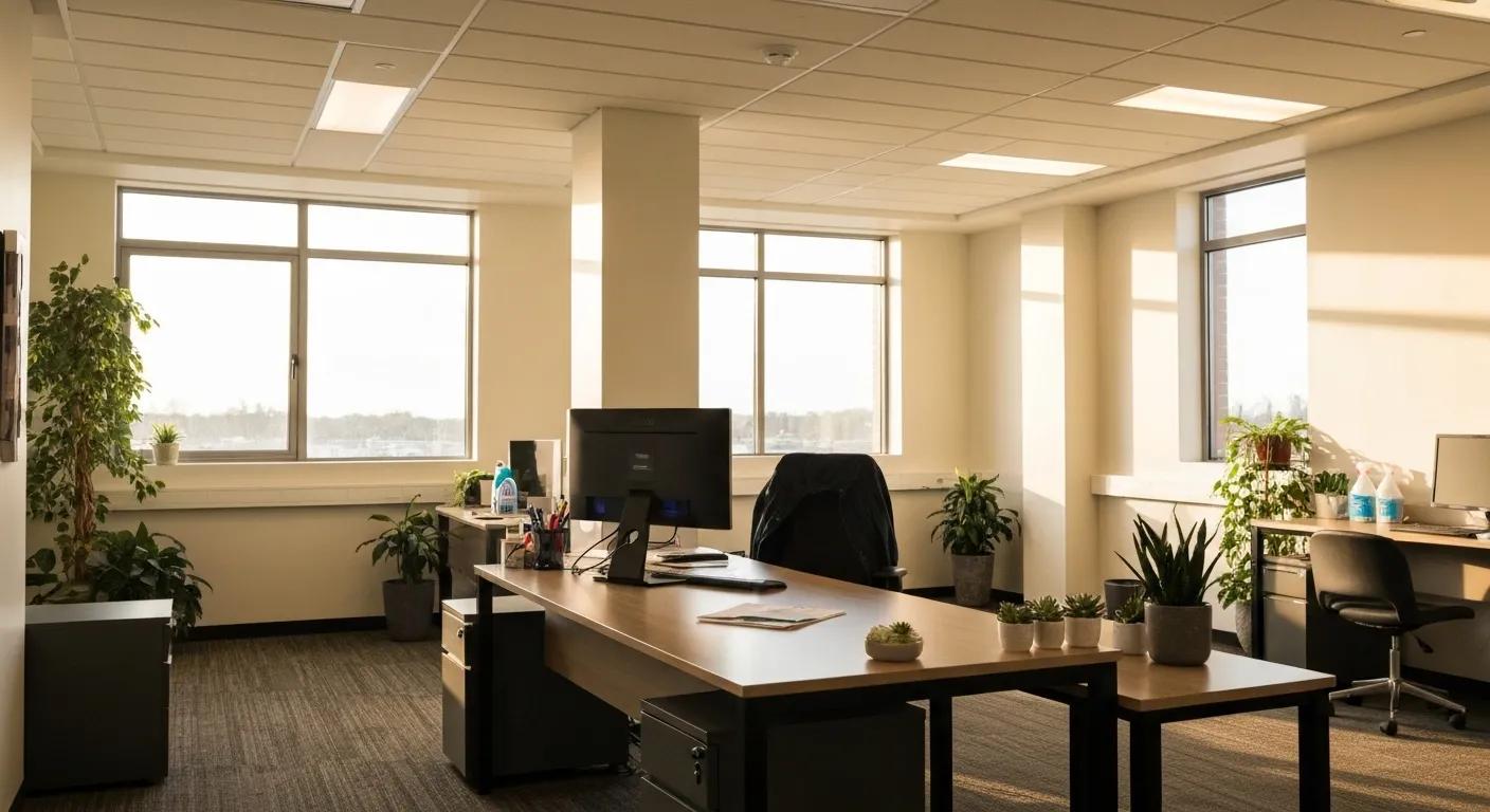 Clean and organized office space highlighting professional cleaning solutions