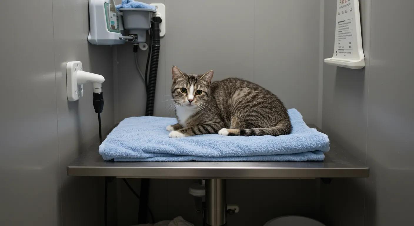 a cozy, well-lit indoor space featuring a comfortable drying station designed for cats, showcasing a relaxed feline with soft towels and specialized drying equipment, illustrating the safety and controlled environment benefits of indoor cat drying methods. a cozy, well-lit indoor space featuring a comfortable drying station designed for cats, showcasing a relaxed feline with soft towels and specialized drying equipment, illustrating the safety and controlled environment benefits of indoor cat drying methods.