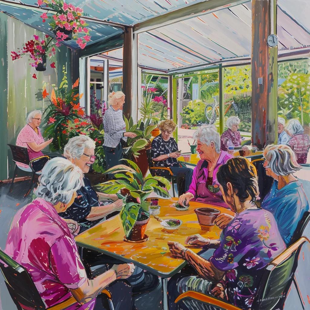 Seniors participating in a group activity at a residential aged care facility, illustrating the benefits of community engagement
