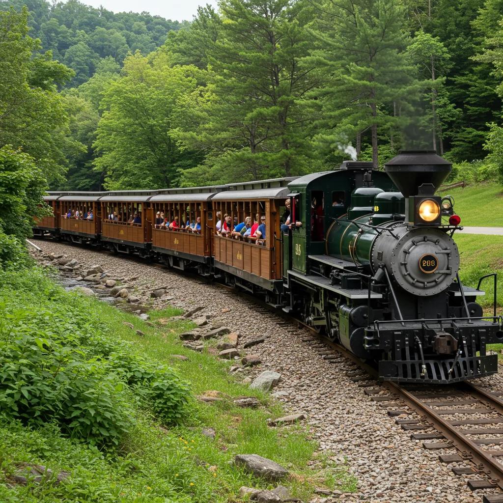 Families on the Blue Ridge Scenic Railway enjoying a scenic journey Families on the Blue Ridge Scenic Railway enjoying a scenic journey