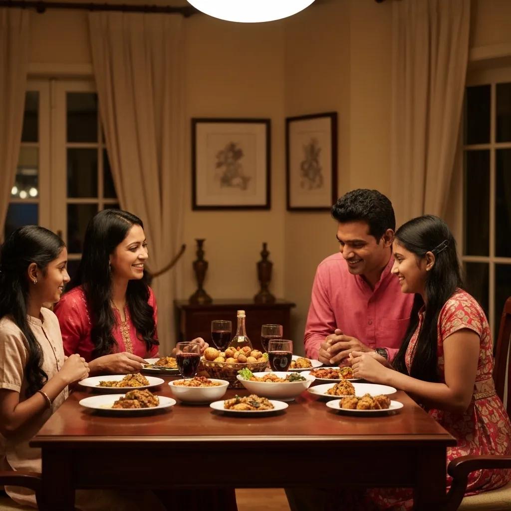 Family dinner table featuring budget-friendly ground beef dishes like chili and casserole, creating a warm atmosphere