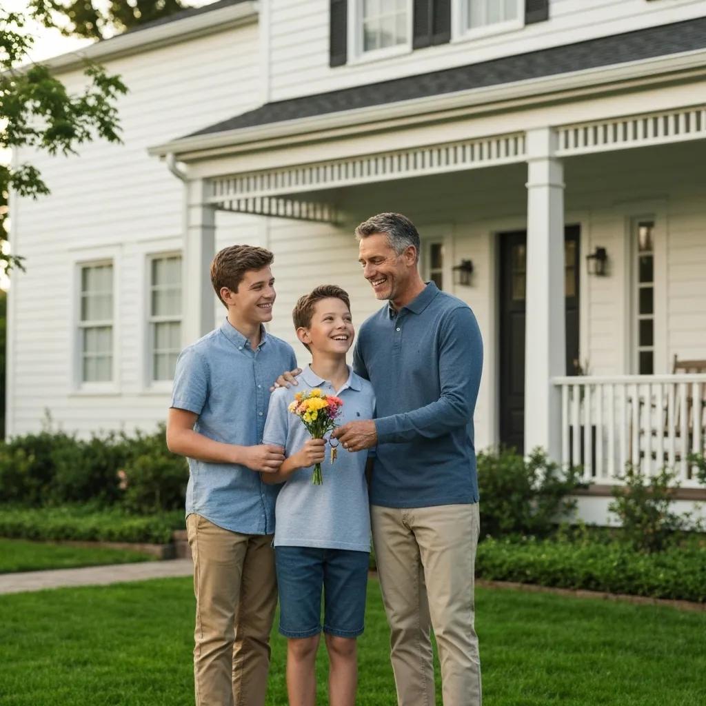 Family receiving keys to their new home, symbolizing the joy of closing on a property Family receiving keys to their new home, symbolizing the joy of closing on a property