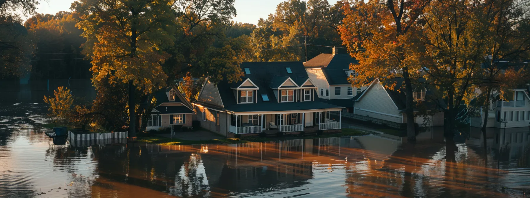 home surrounded by flood barriers and elevated utilities.