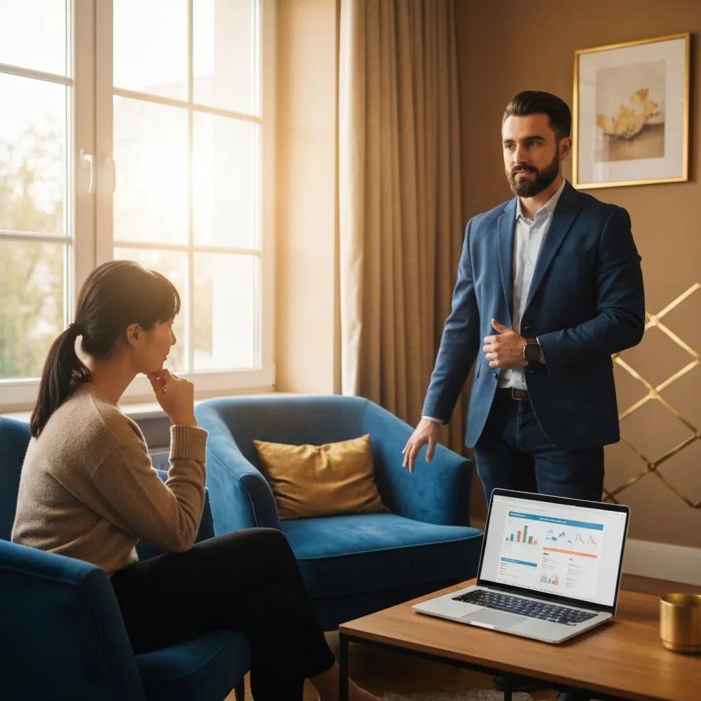 Client and PPC agency representative discussing performance metrics and strategies