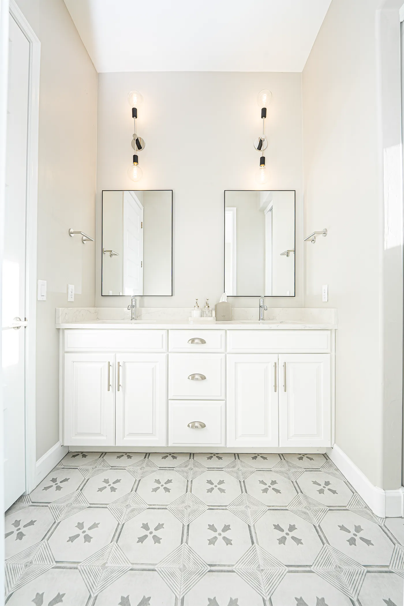 Modern bathroom interior with sleek design and natural light
