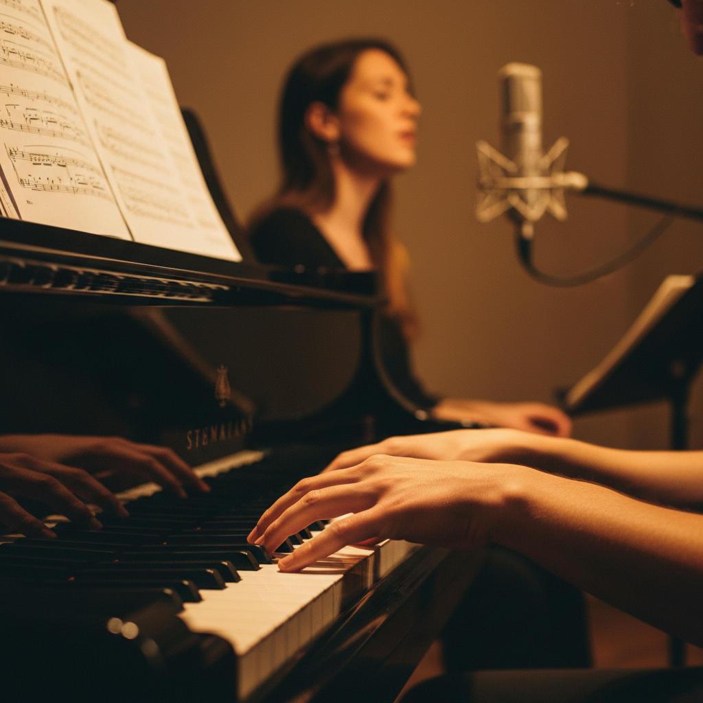 Composing at the piano with a vocalist
