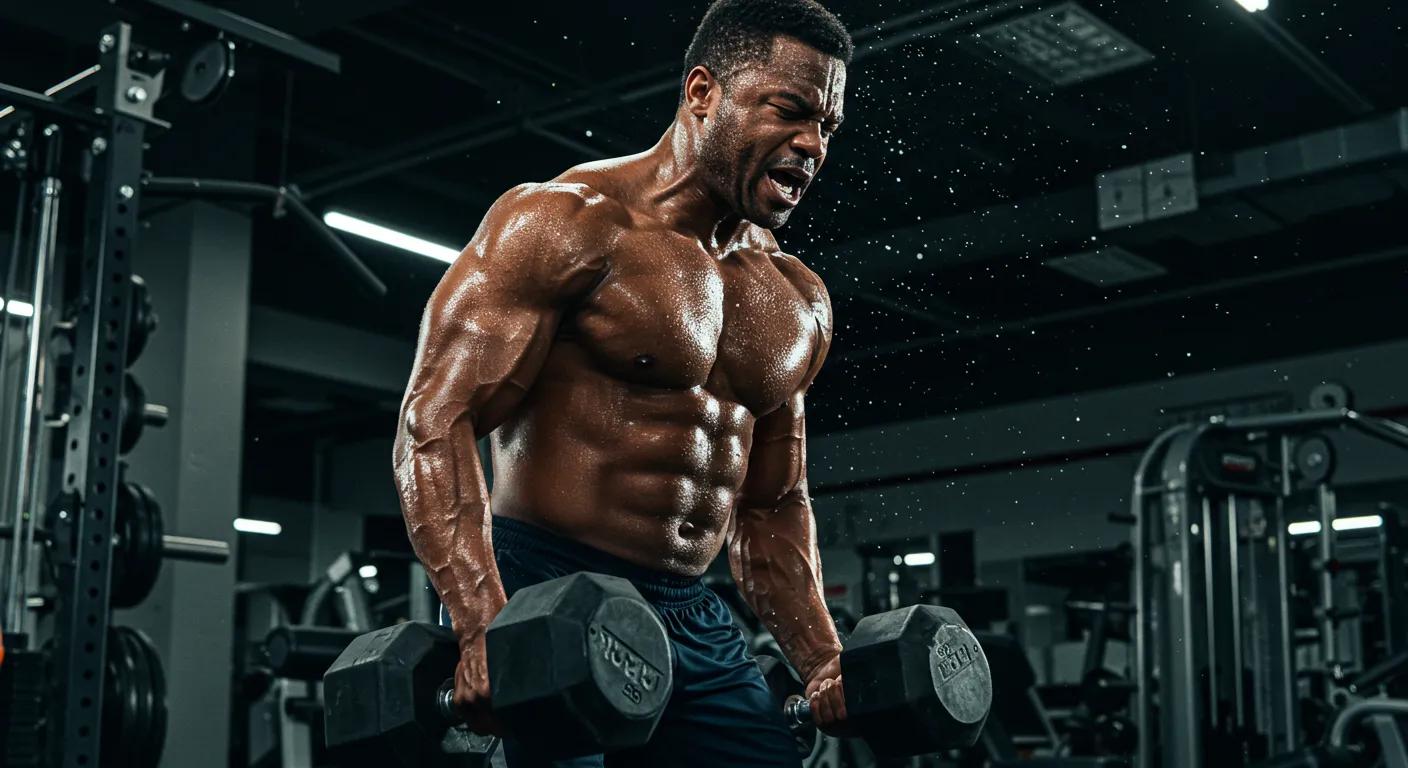 Athlete lifting weights in a gym, symbolizing muscle growth and performance enhancement with RAD-150