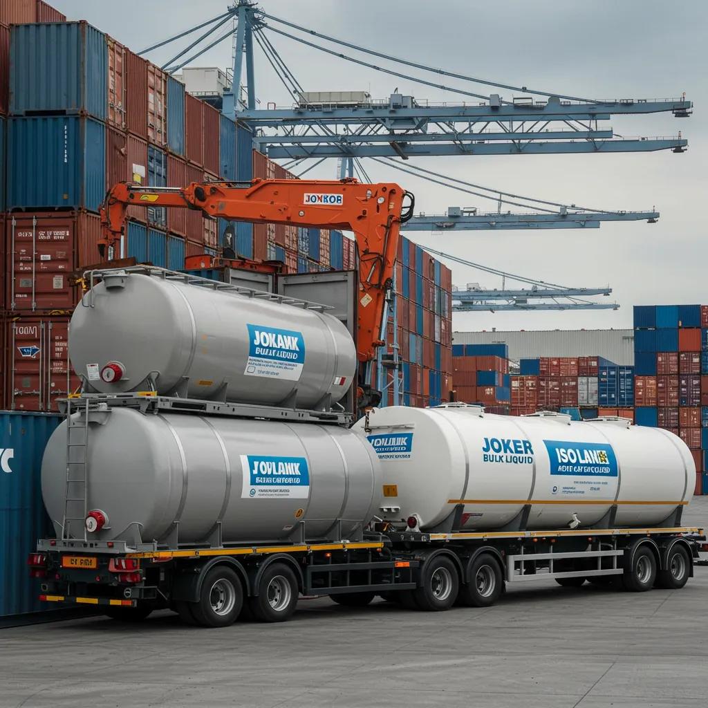 Flexitank and ISO tank for transporting Joker Bulk Liquid at a logistics hub