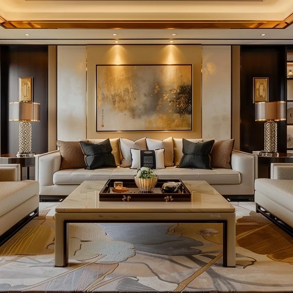 Luxurious living room with custom furniture showcasing craftsmanship and cohesive design