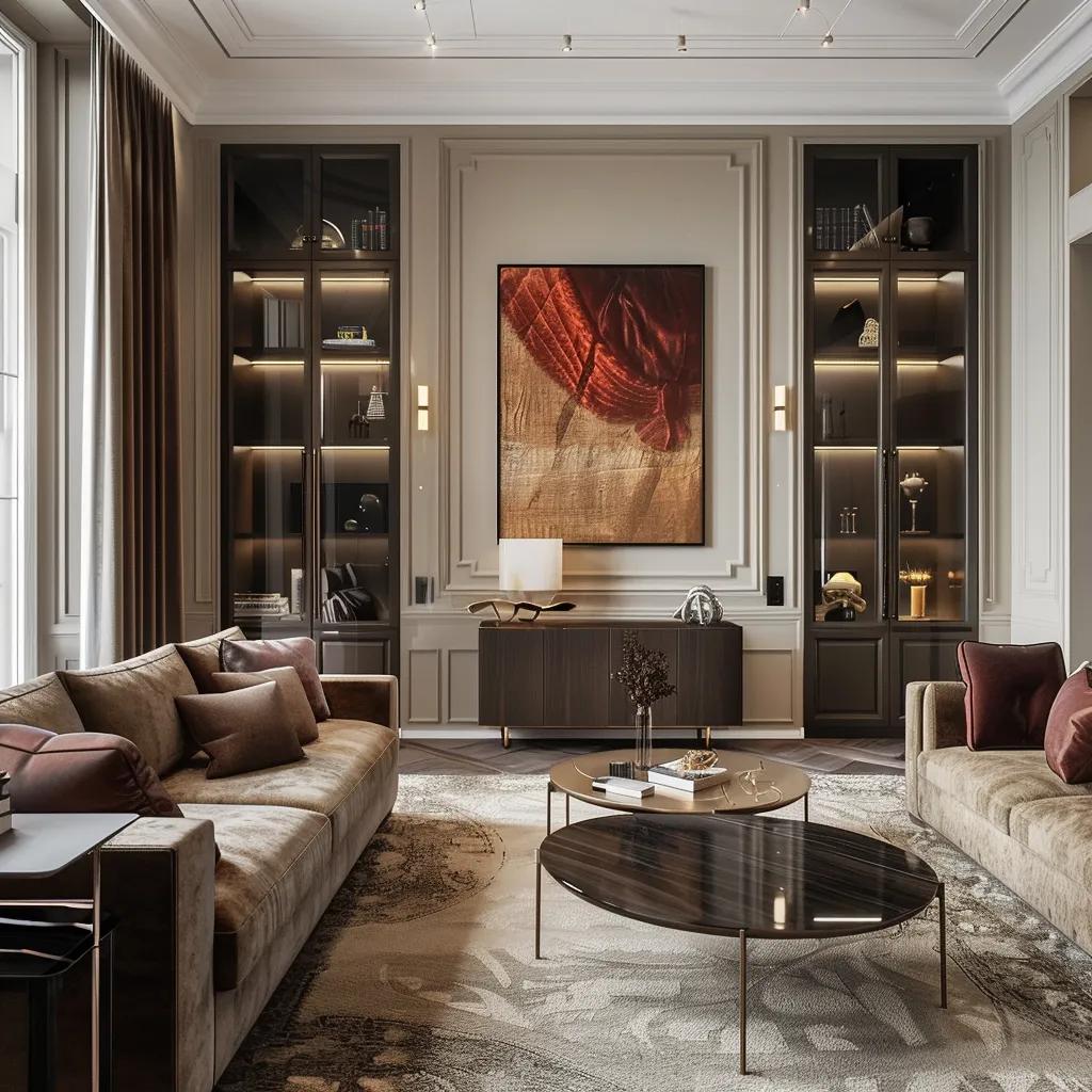 Luxurious living room with bespoke furniture showcasing elegance and comfort