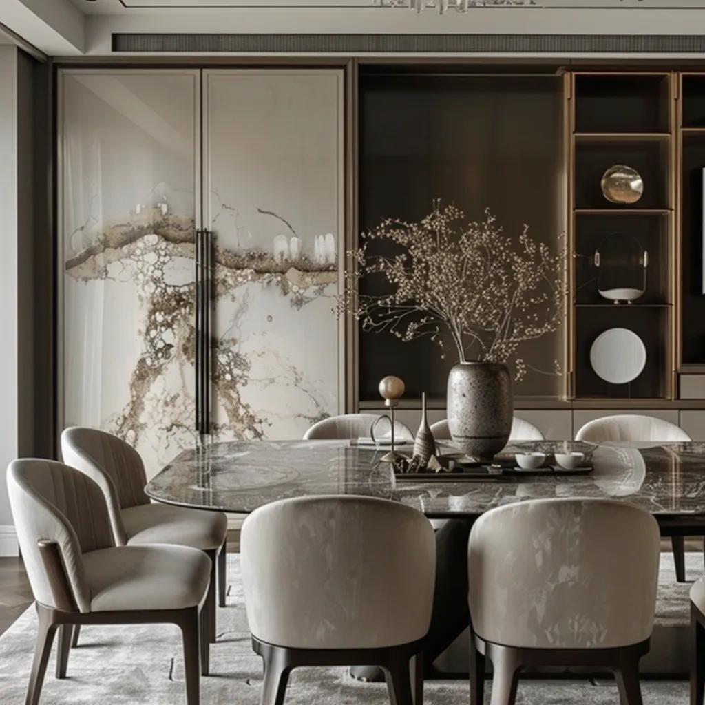 Elegant dining area with custom furniture reflecting graceful interiors