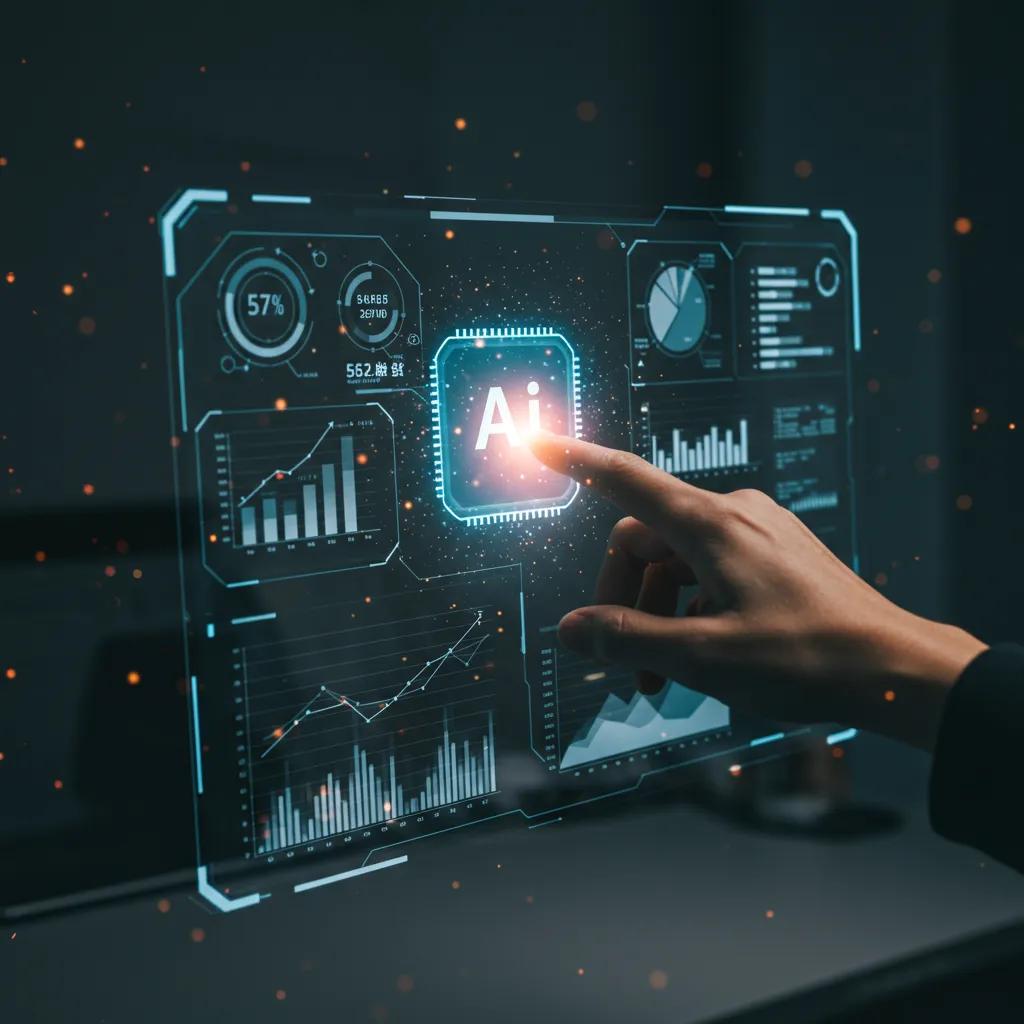 Futuristic AI technology enhancing B2B marketing automation with data visualizations