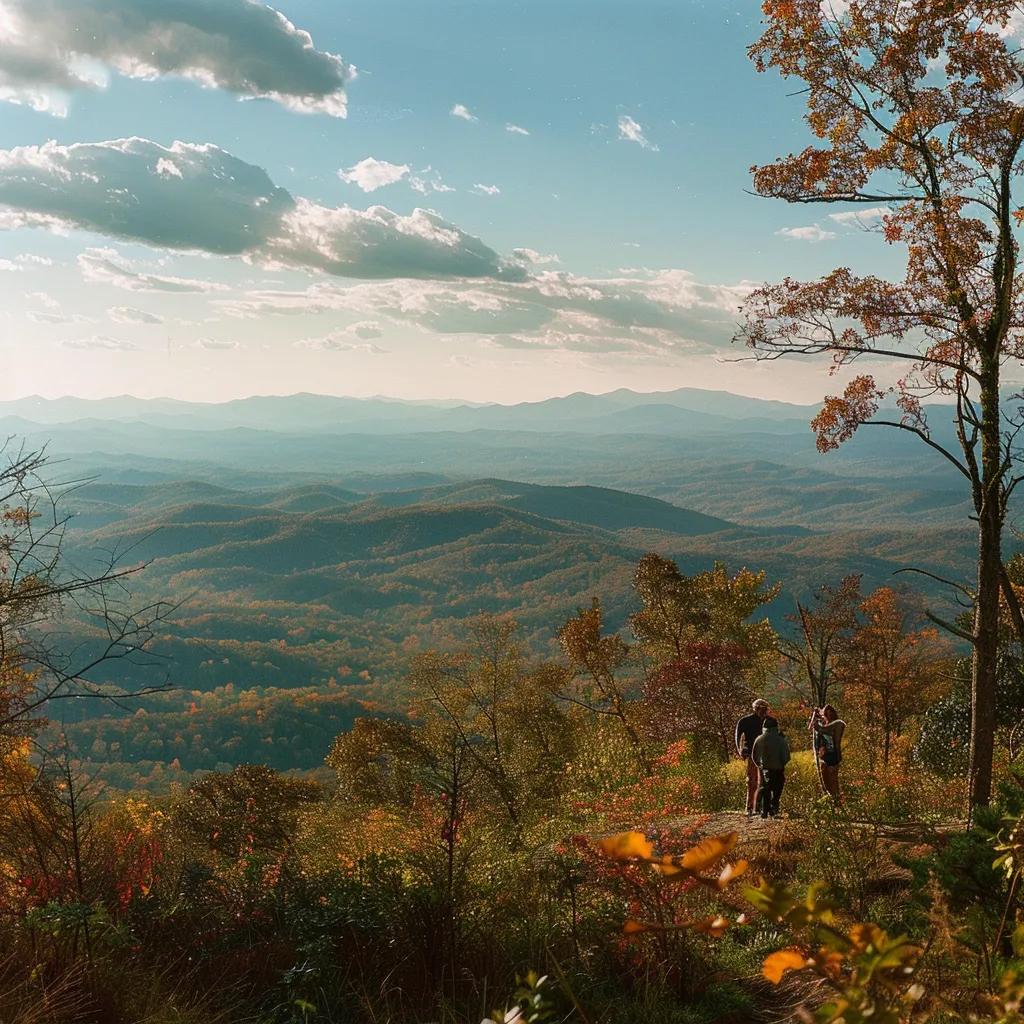 Family enjoying a scenic overlook in Blue Ridge Georgia, capturing beautiful views