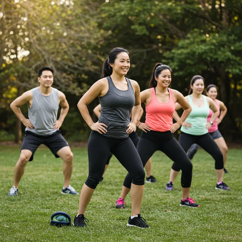 A diverse group of people participating in an outdoor fitness class, symbolizing the importance of exercise in weight management.