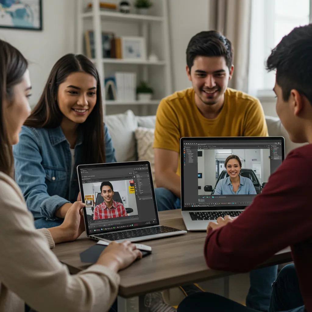 Diverse group of young adults actively participating in an online driver education session via Zoom, demonstrating engagement and learning