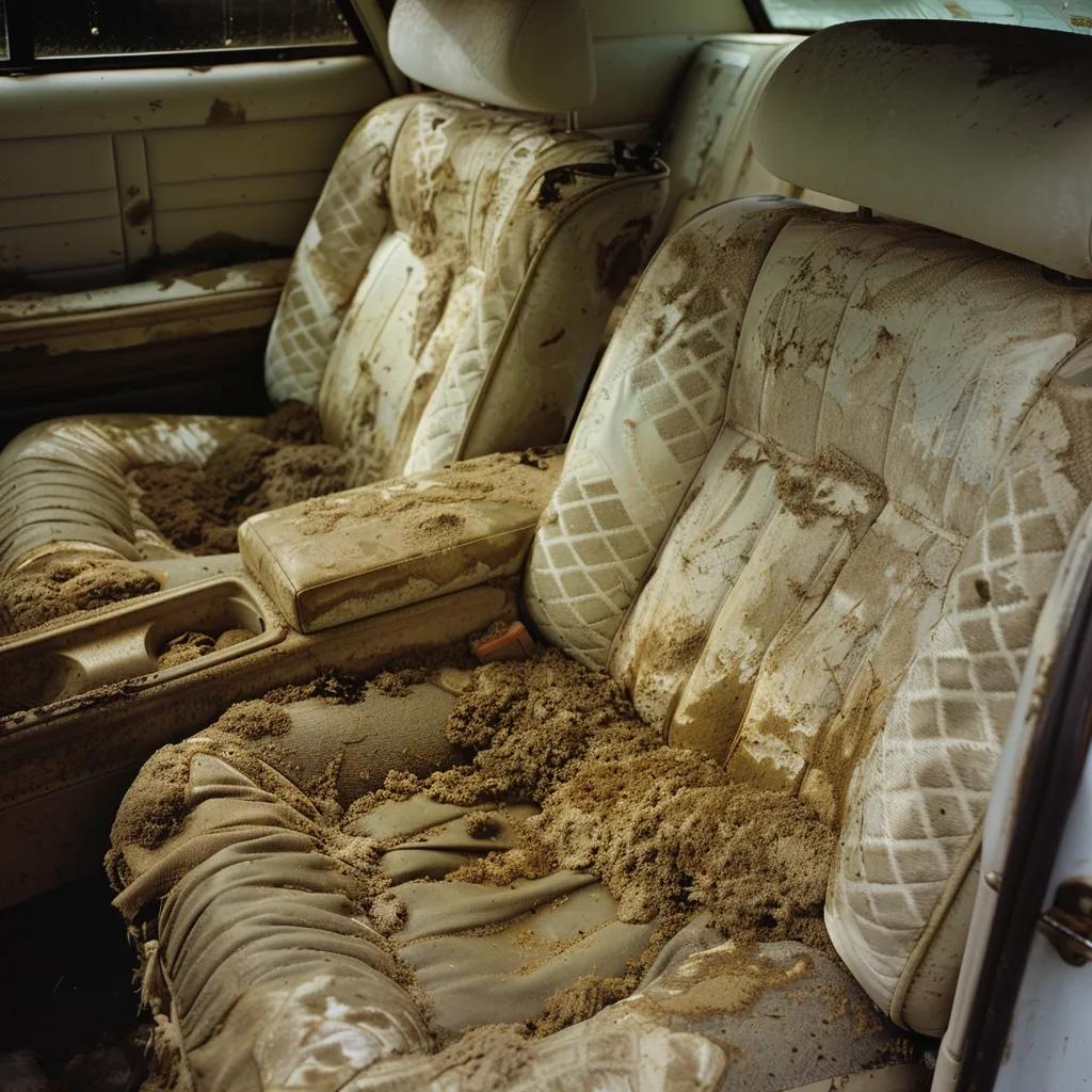 Visible mold growth on car interior upholstery, a stark consequence of unchecked high humidity