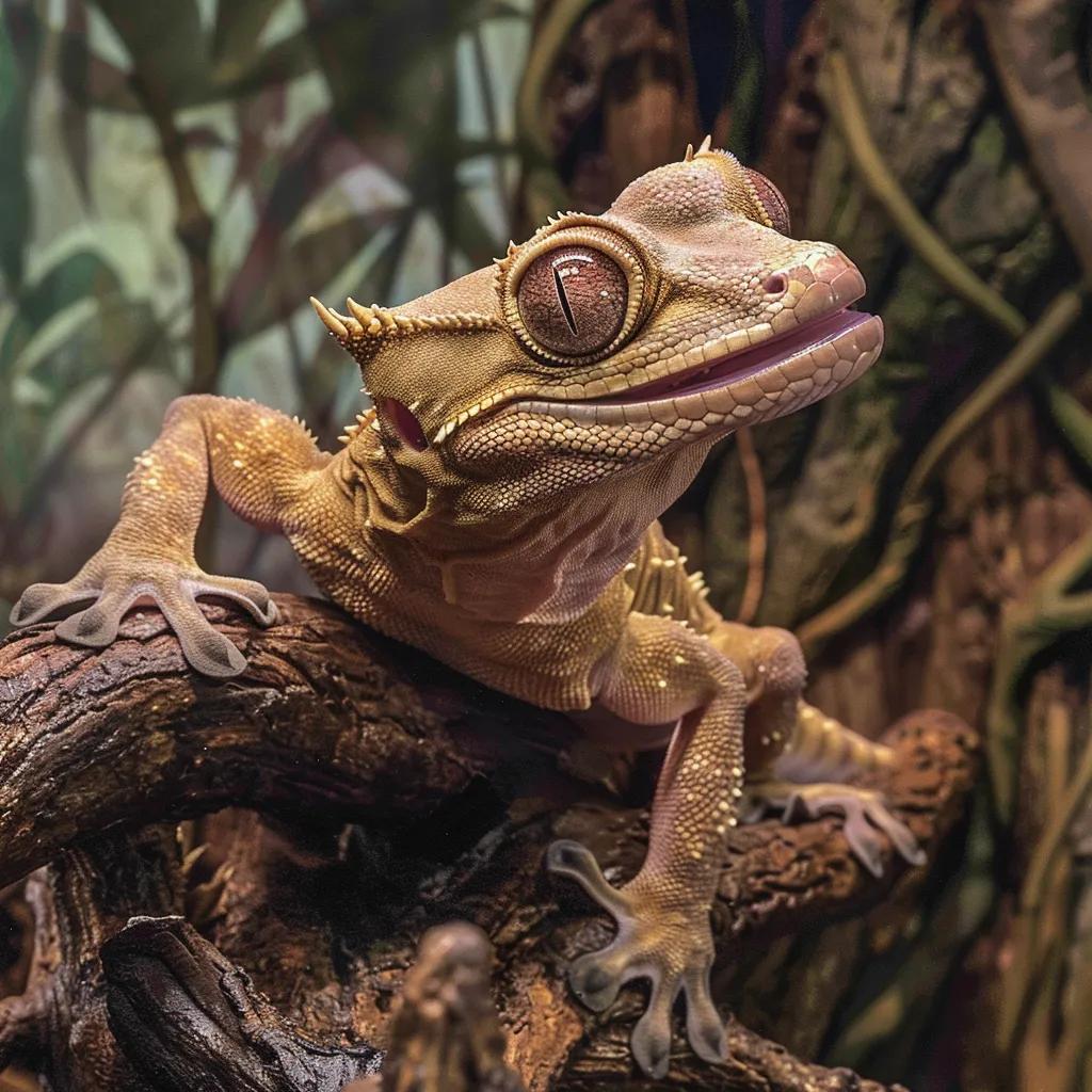 Crested gecko exhibiting signs of impaction with a bloated abdomen, highlighting the need for proper care