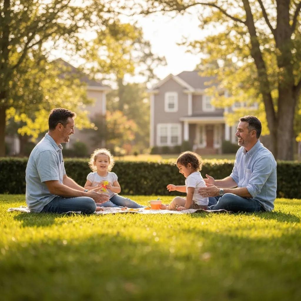 Happy Lexington family enjoying a sunny day, symbolizing security and togetherness in life insurance