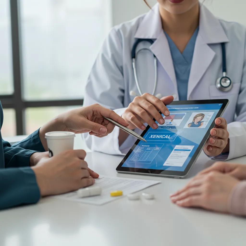 A doctor consulting with a patient about the prescription requirements for Xenical.
