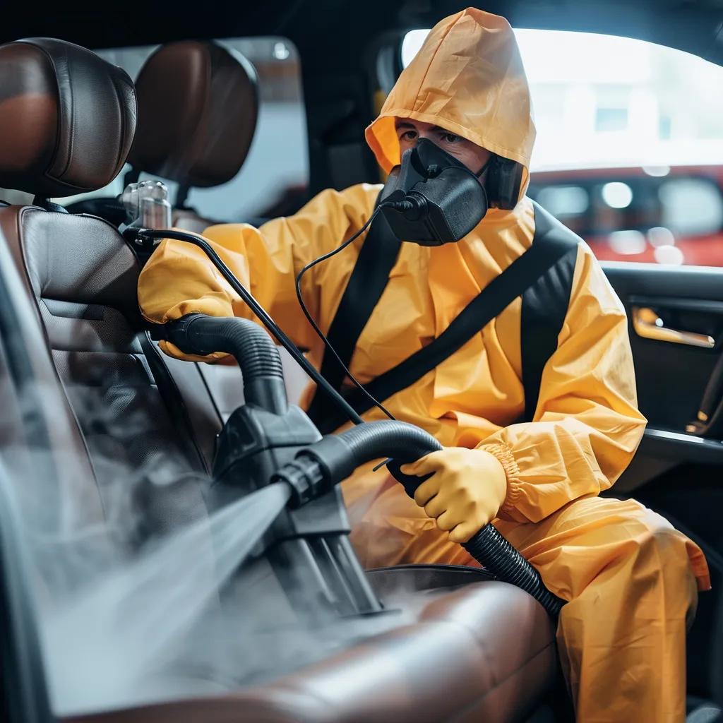A professional technician expertly using a steam cleaner and HEPA vacuum for thorough mould removal.