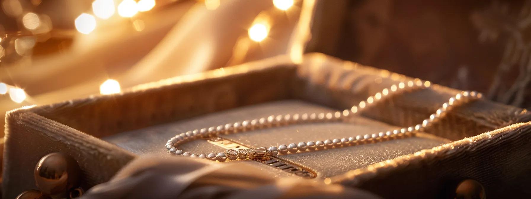a close-up shot of a gleaming hypoallergenic necklace draped elegantly over a plush, velvet-lined jewelry box, with soft, diffused lighting highlighting its polished surface and emphasizing the care instructions displayed on a nearby pristine surface.