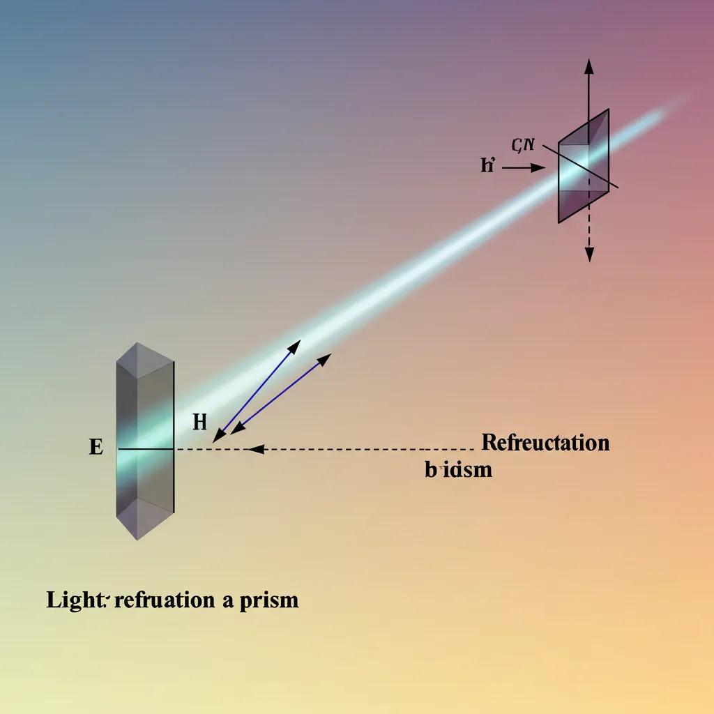 Illustration of light refraction through a prism, demonstrating optical principles in refractometry