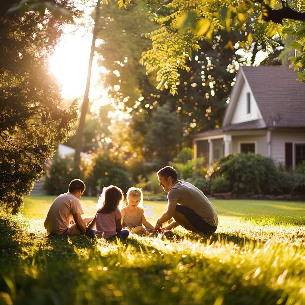 Family enjoying time together in a backyard, symbolizing the security provided by life insurance