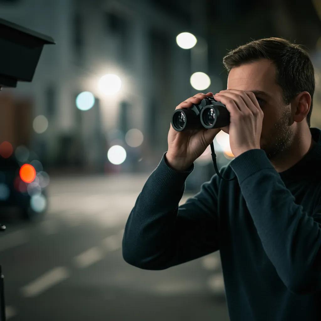 Investigator conducting surveillance in a public area, showcasing covert techniques