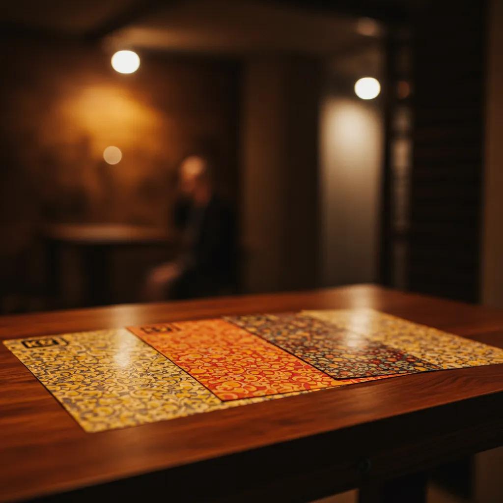 K2 Spice Paper sheets on a wooden table, highlighting their vibrant colors and unique patterns