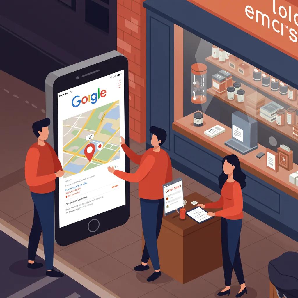 Local business owner engaging with customers while showcasing local SEO benefits through Google Maps