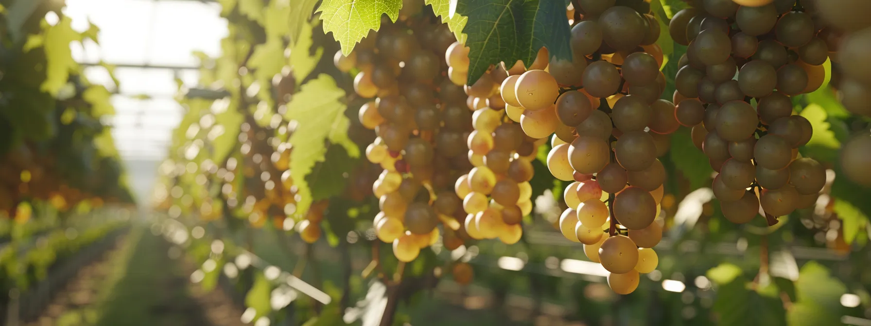 un vigneto rigoglioso con grappoli d'uva matura contrassegnati con i marchi di qualità doc e docg.