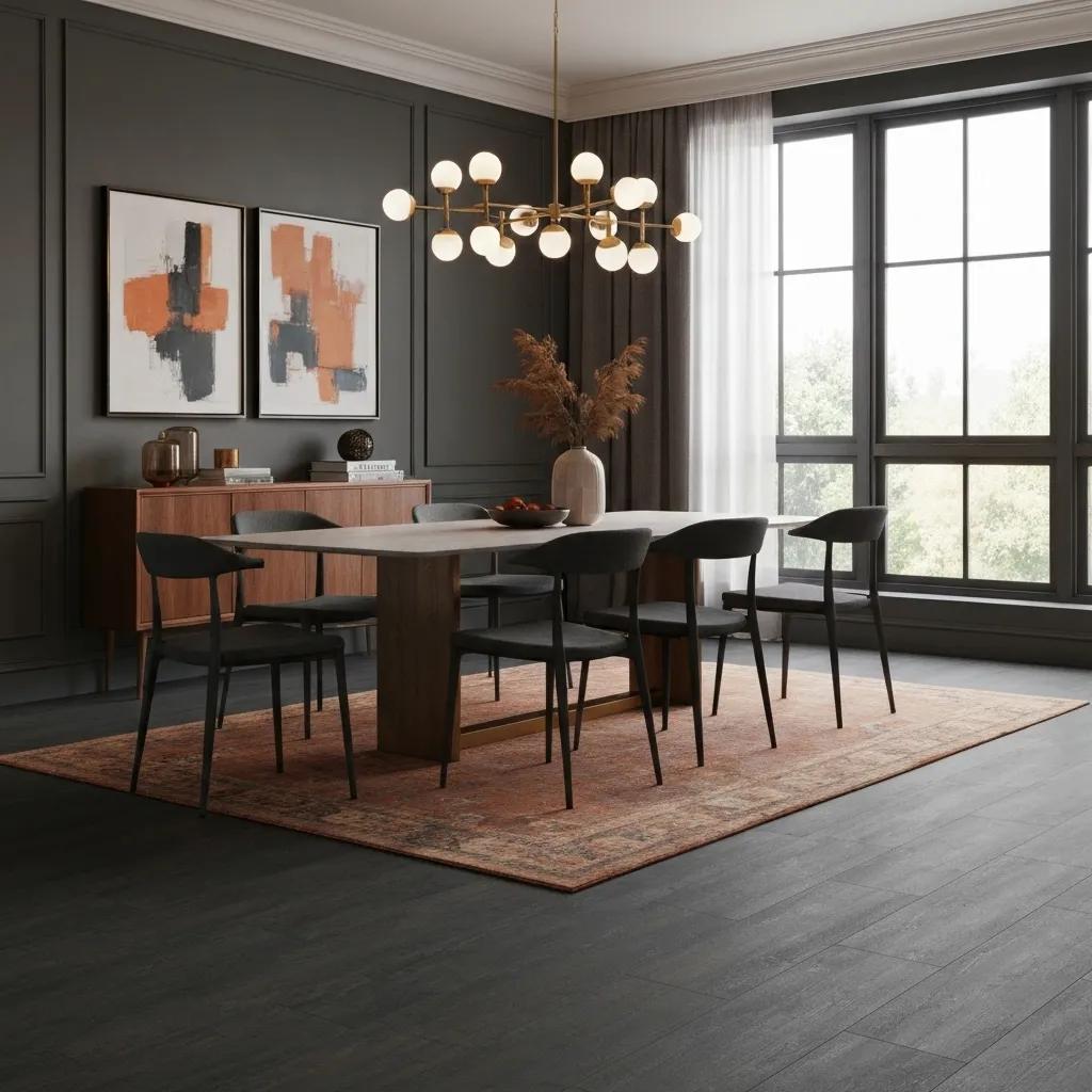 Luxury vinyl flooring seamlessly integrated into a modern home, showcasing its realistic appearance and stylish design