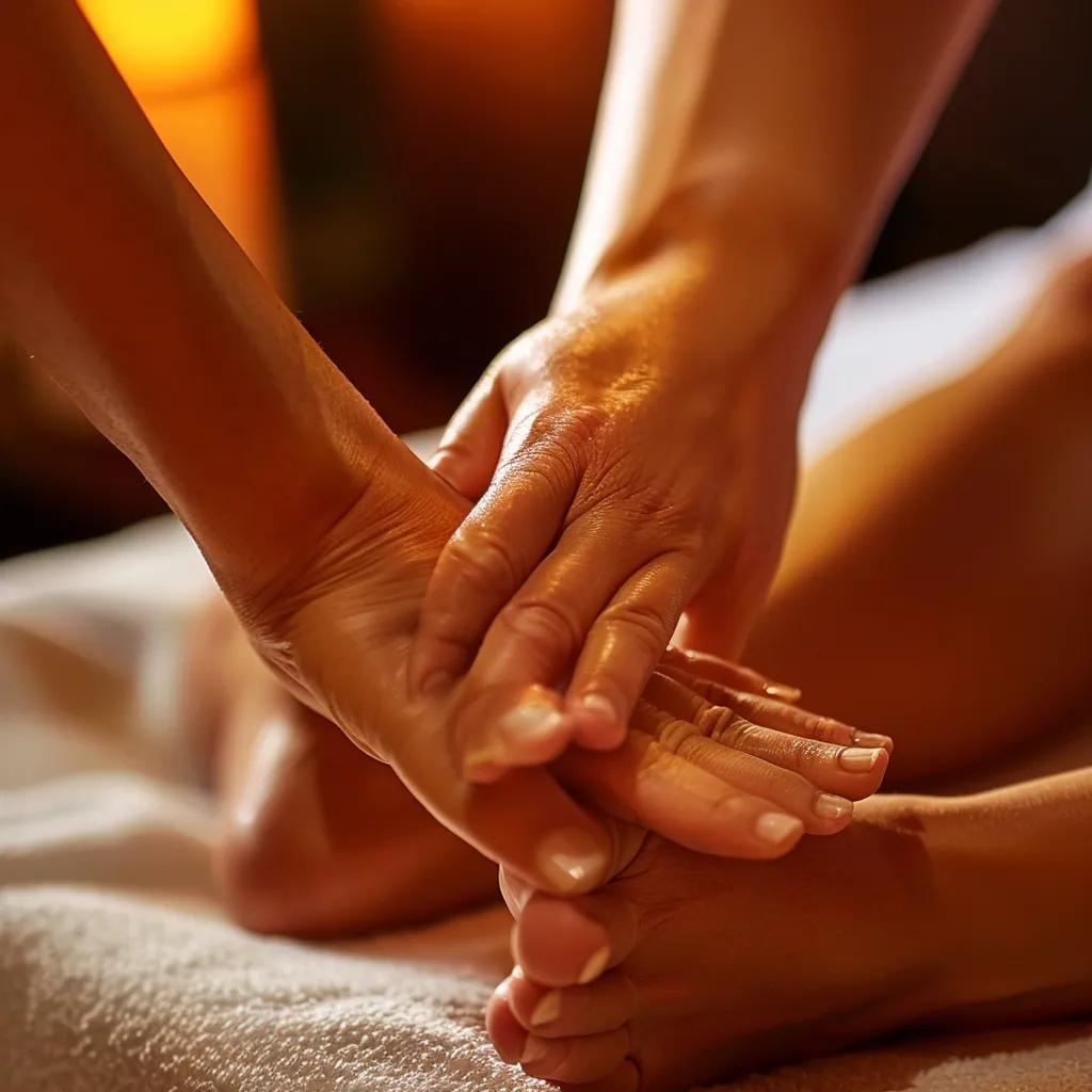 Close-up of a foot massage demonstrating effective techniques for relaxation