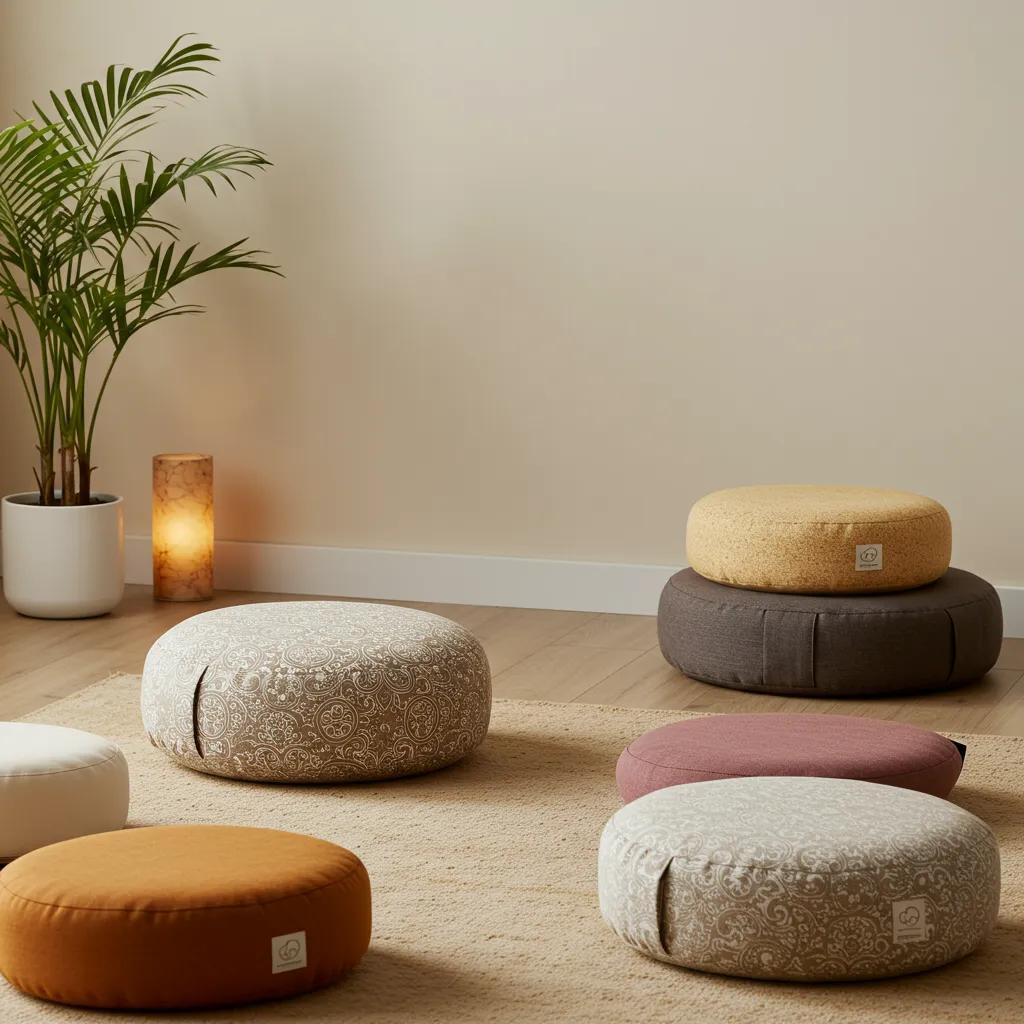 A serene indoor space showcasing meditation cushions, highlighting their ergonomic design and comfort