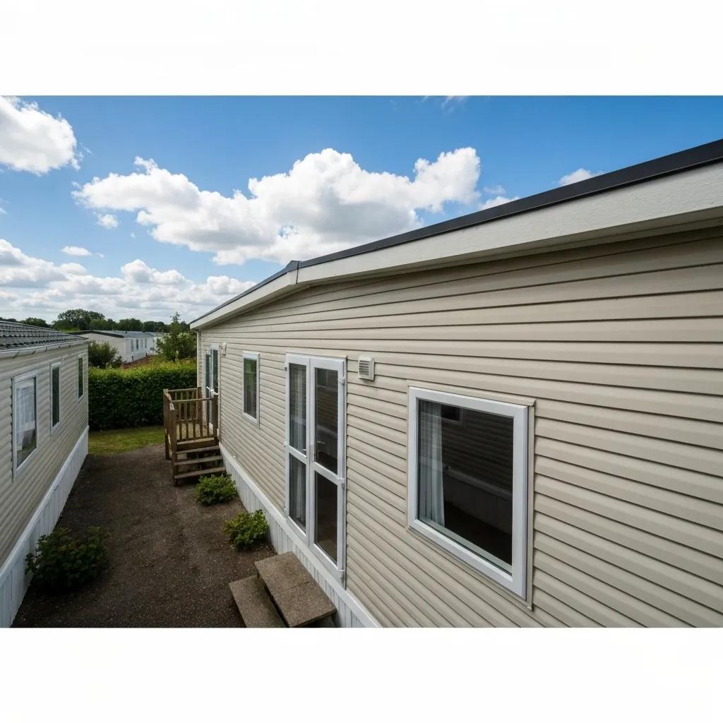 A large truck carefully towing a manufactured home down a highway, showcasing specialized heavy-haul equipment.
