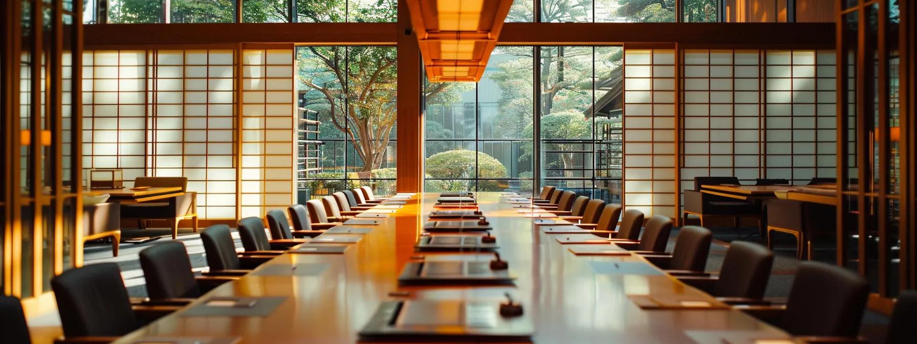 une salle de conférence moderne et élégante, équipée de technologies de pointe et de mobilier chic, où des professionnels interagissent autour d'une table, illustrant une atmosphère de collaboration et d'efficacité lors d'un événement stratégique. une salle de conférence moderne et élégante, équipée de technologies de pointe et de mobilier chic, où des professionnels interagissent autour d'une table, illustrant une atmosphère de collaboration et d'efficacité lors d'un événement stratégique.