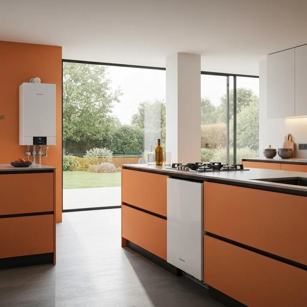 A modern, efficient boiler system installed in a comfortable, energy-conscious home environment