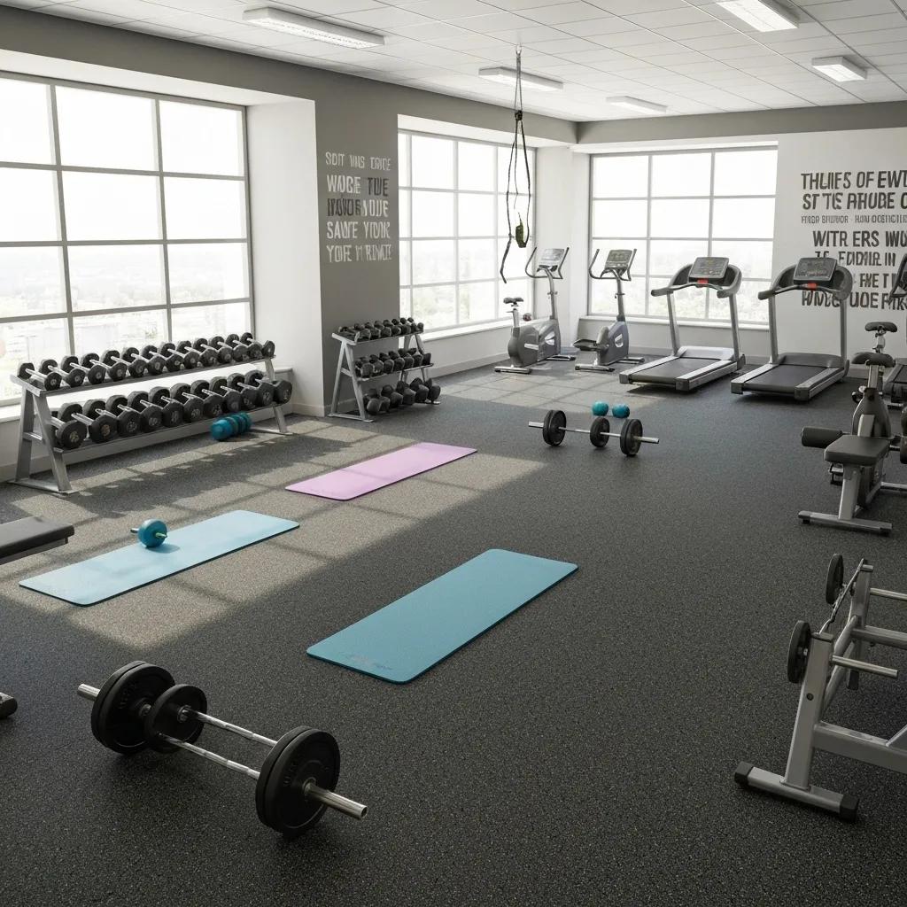 Modern home gym with shock-absorbing flooring and workout equipment