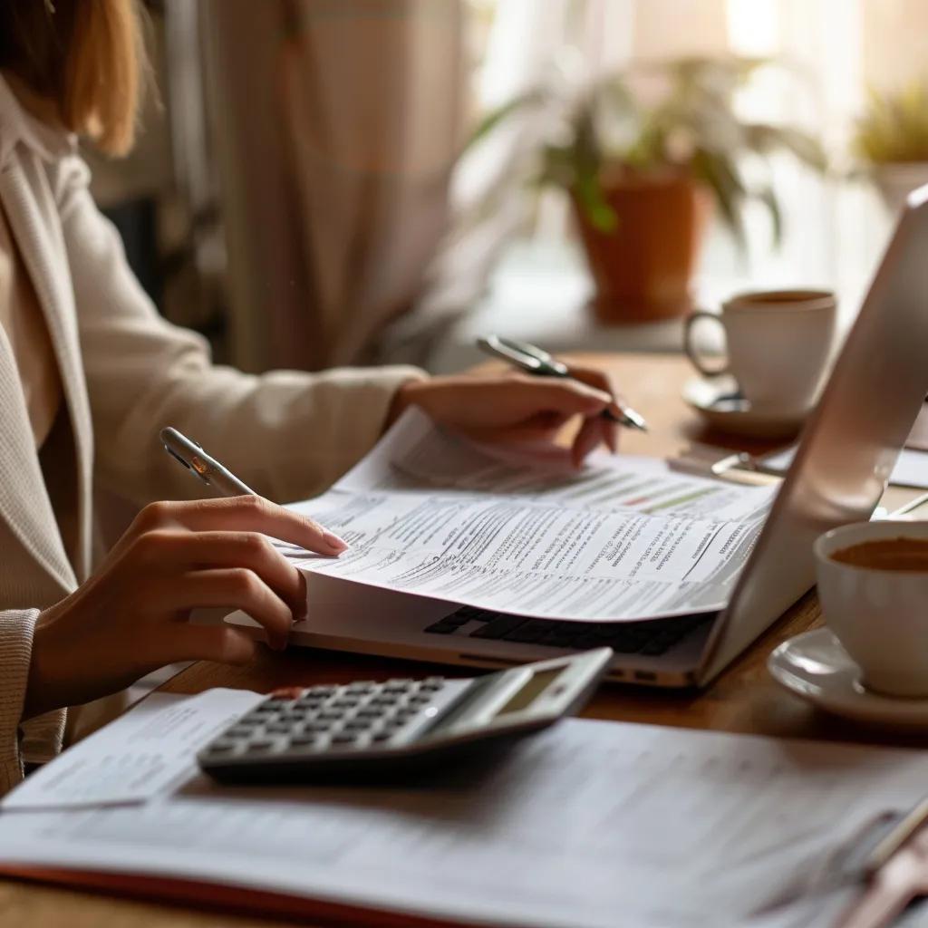 Someone poring over mortgage paperwork at a desk, symbolizing the financial groundwork for buying a home in Acworth, GA
