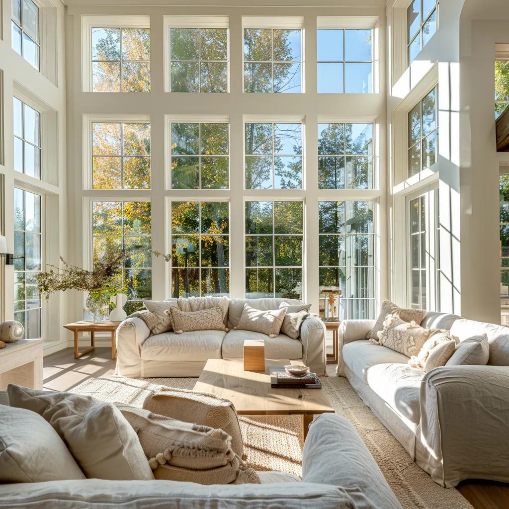 Bright living room with natural light and inviting decor Bright living room with natural light and inviting decor