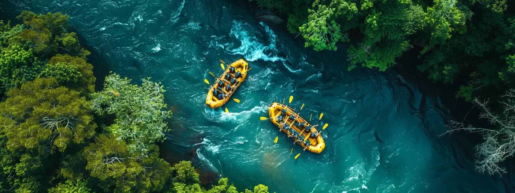 A group of rafters navigating exciting rapids on the Ocoee River, surrounded by scenic greenery.