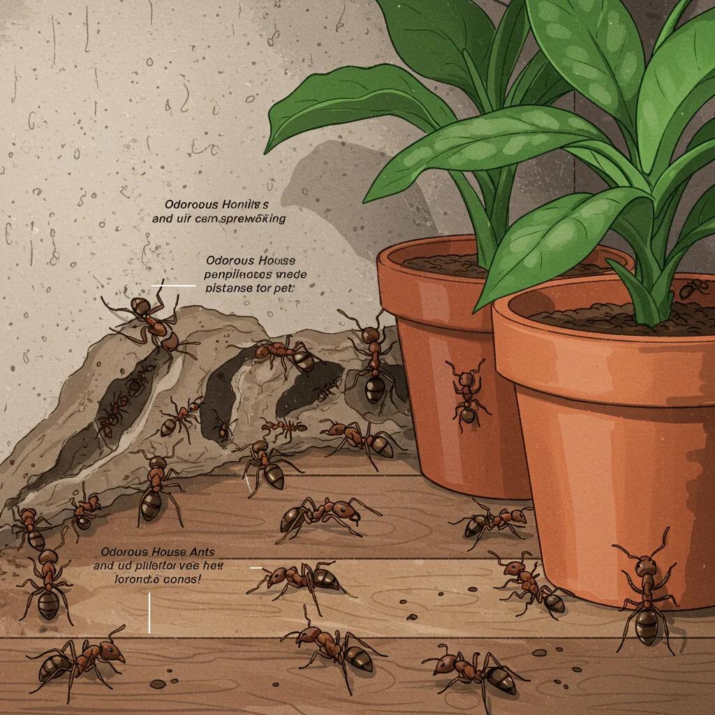 Nesting habits of common house ants near pet areas, highlighting potential risks