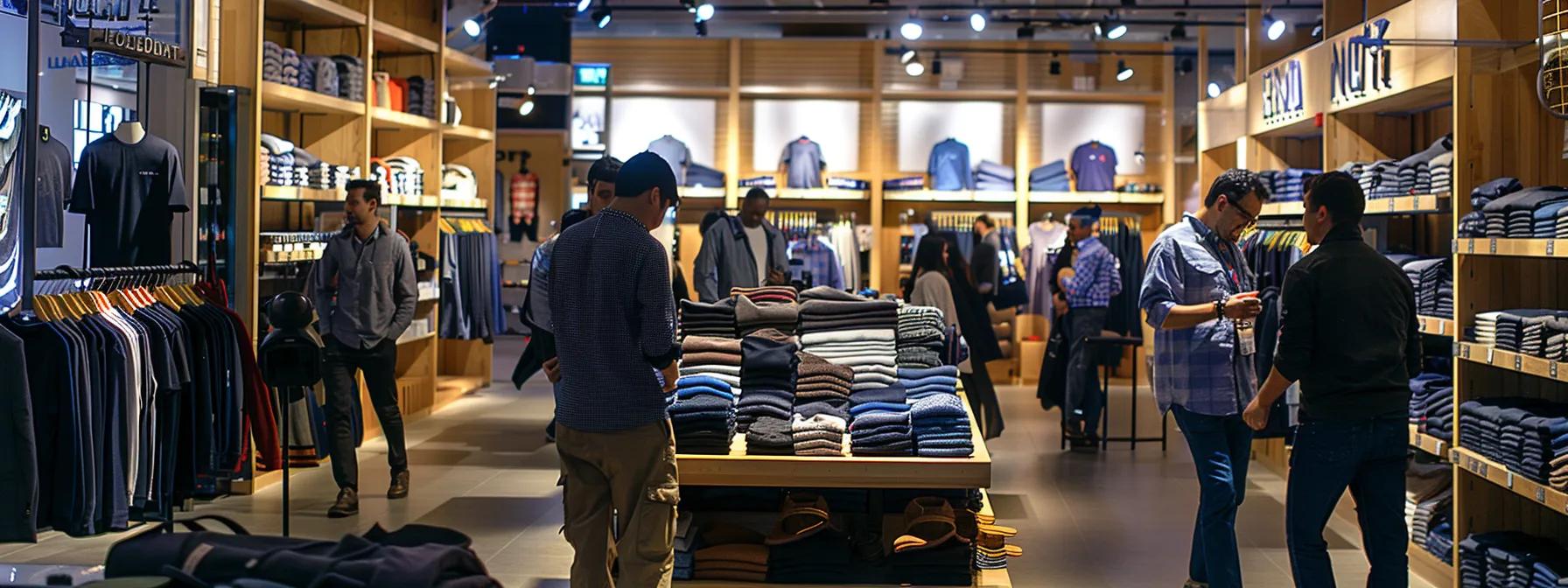 a bustling, well-organized apparel retail store features bright, inviting displays, with enthusiastic customers interacting positively with store associates and the manager amidst the challenges of modern inventory management. a bustling, well-organized apparel retail store features bright, inviting displays, with enthusiastic customers interacting positively with store associates and the manager amidst the challenges of modern inventory management.