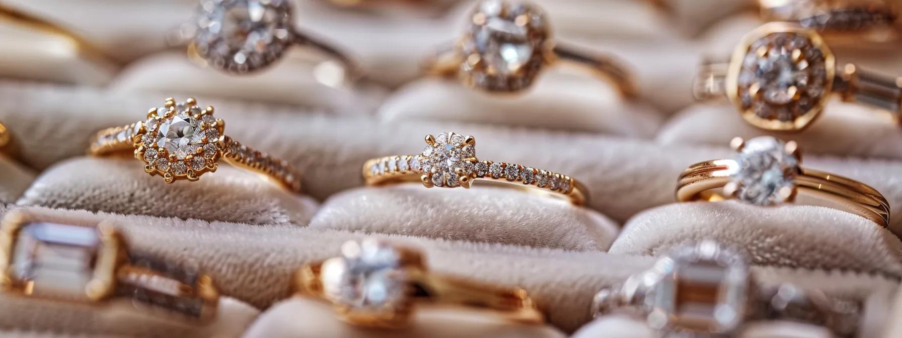 a close-up display of elegant women's rings in various styles, from minimalist to classic, arranged artistically on a soft, neutral background to highlight their unique designs and perfect fit against the contours of the fingers. a close-up display of elegant women's rings in various styles, from minimalist to classic, arranged artistically on a soft, neutral background to highlight their unique designs and perfect fit against the contours of the fingers.